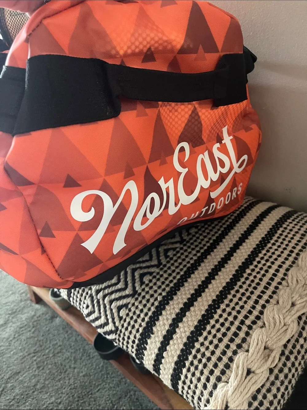 Orange Geometric Men's Duffel Bag - Backpack